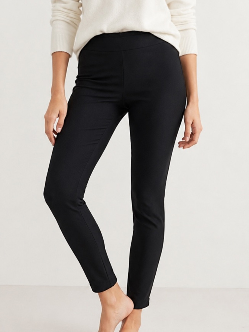 J. Crew Black Stretch Mid-Rise Skinny Leggings Pants Size 4 Zip Back Career